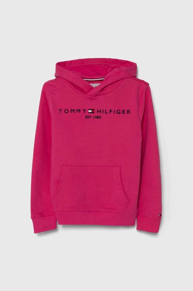 Дитяча бавовняна кофта Tommy Hilfiger колір рожевий з капюшоном з аплікацією (3496141)