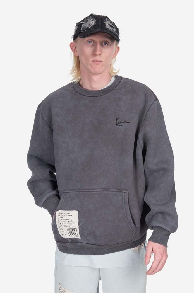 Бавовняна кофта Karl Kani чоловіча колір сірий з аплікацією 6029145-grey