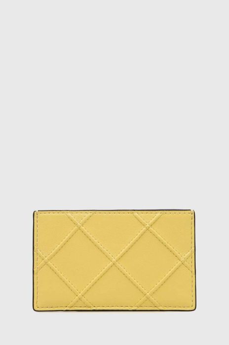 Шкіряний чохол на банківські карти Tory Burch колір жовтий