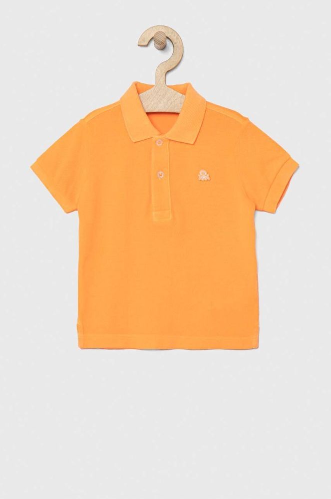 Дитяче бавовняне поло United Colors of Benetton колір помаранчевий однотонний (3167126)