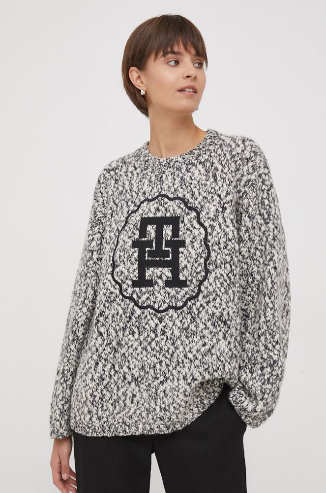 Светр з домішкою вовни Tommy Hilfiger жіночий колір чорний (3687538)